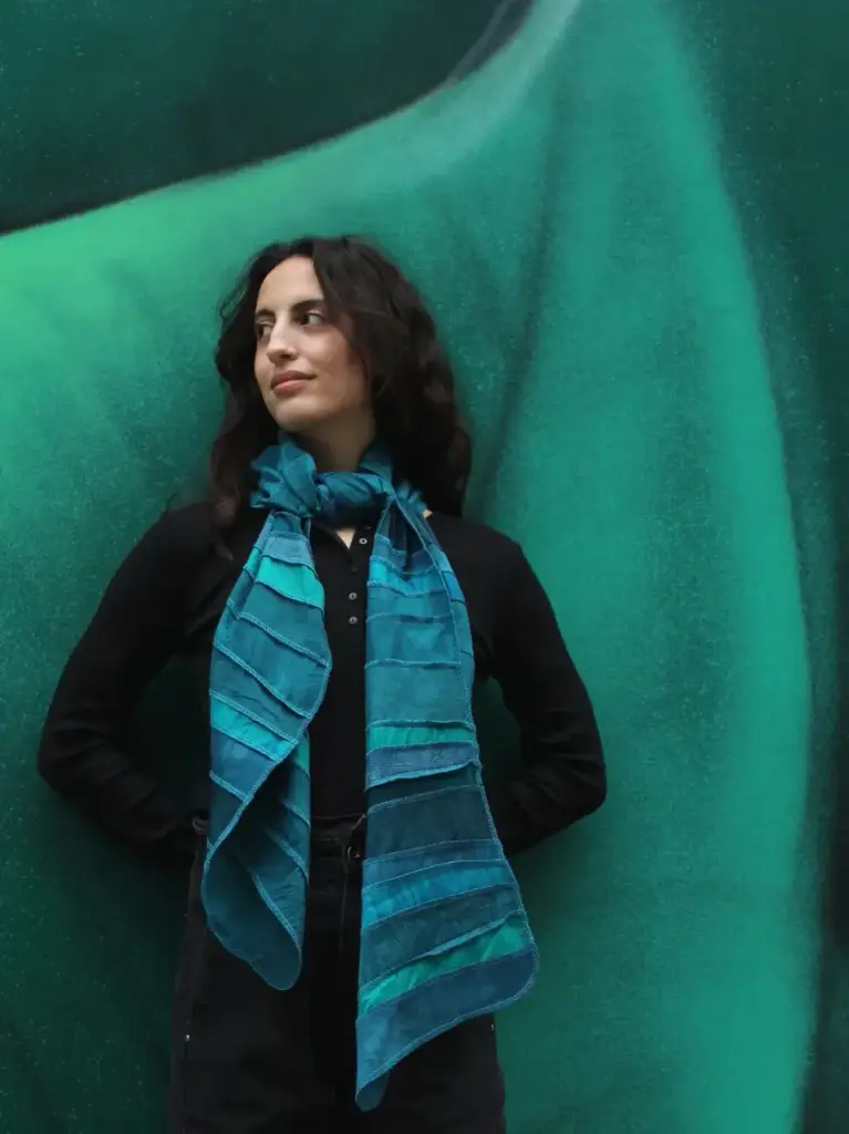 [S 425 Z-petrol] blauw groen petrol smaragd zijden sjaal