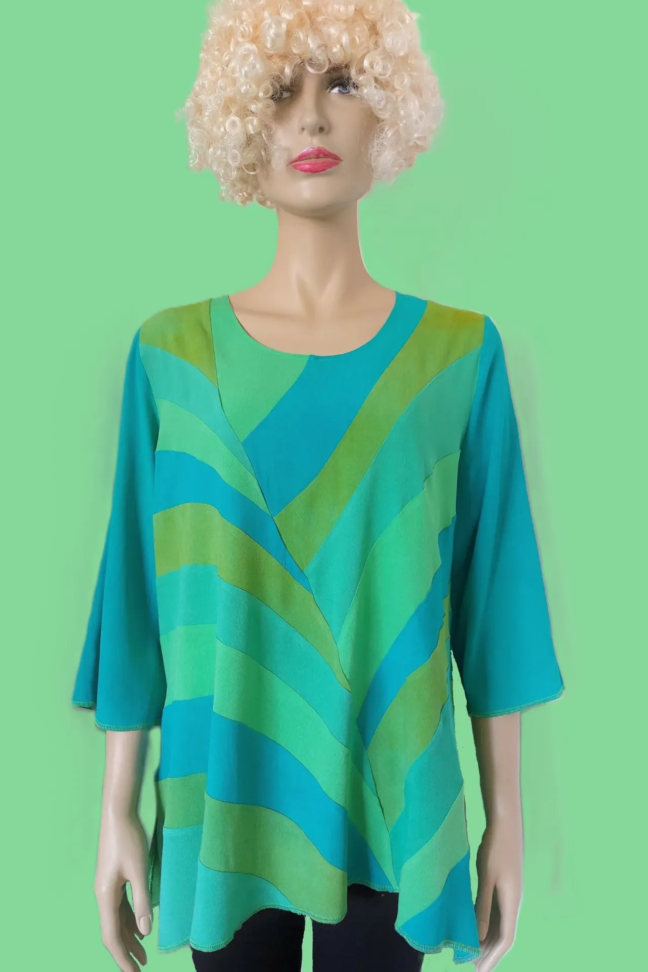 Viscose blouse met frisse groene tinten (S, cyclaam-paars)