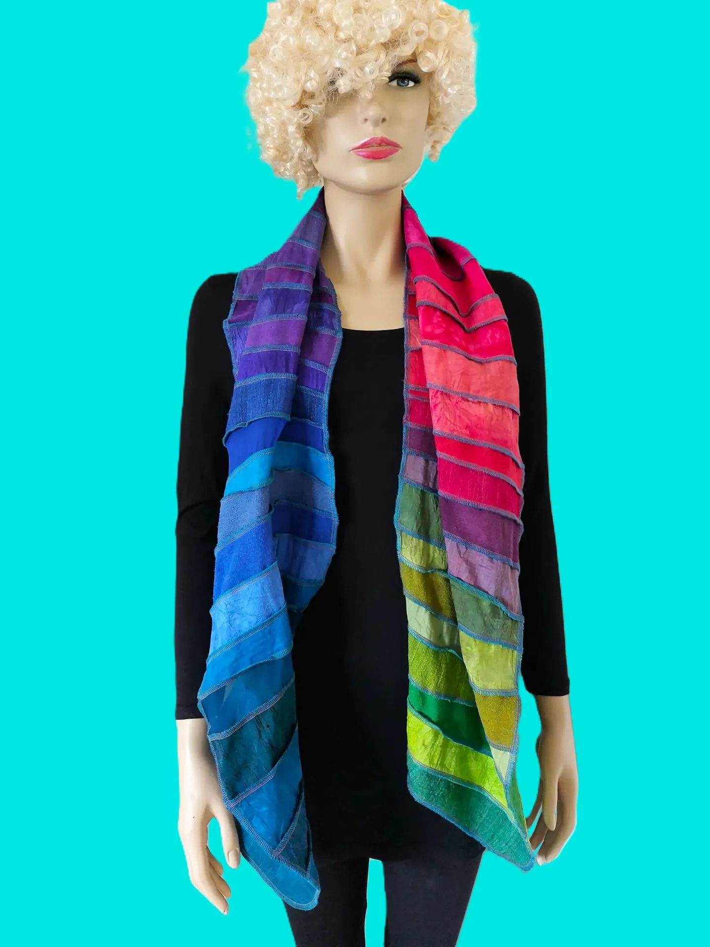 [S 425 Z-super-rainbow] Super-rainbow zijden sjaal met 40+ verschillende tinten!