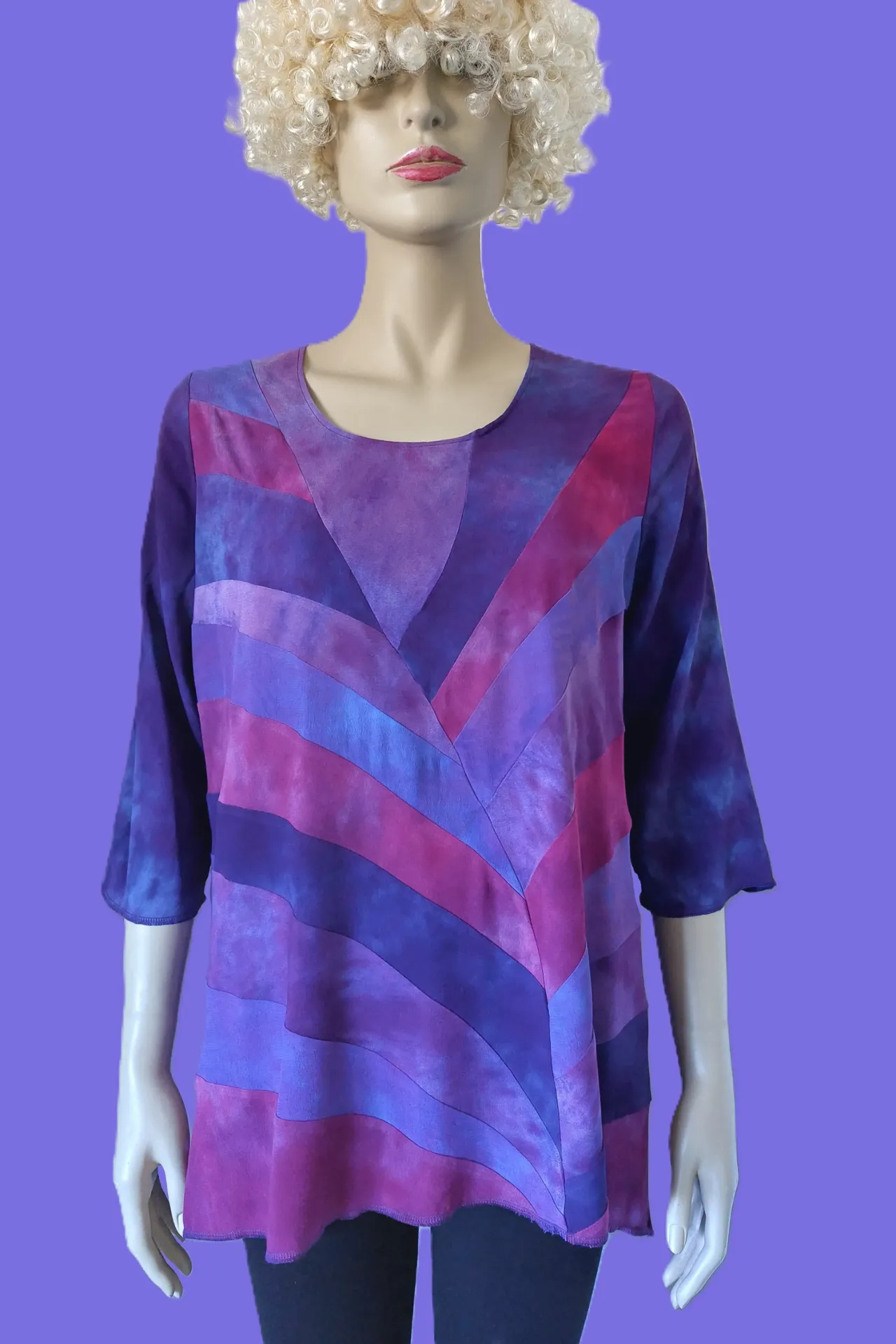 Viscose blouse met frisse paars-cyclaam tinten (S, cyclaam-paars)