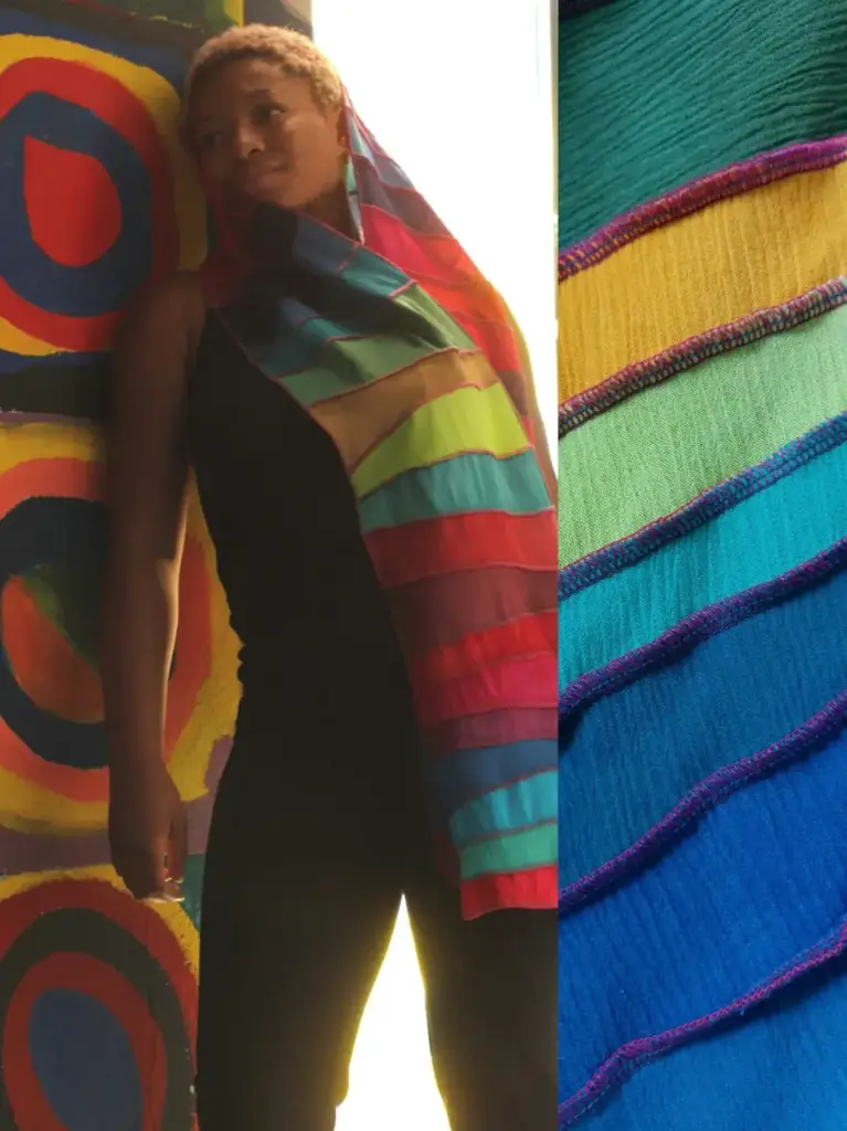 Kleurrijke sjaal van crincle viscose, regenboog kleuren