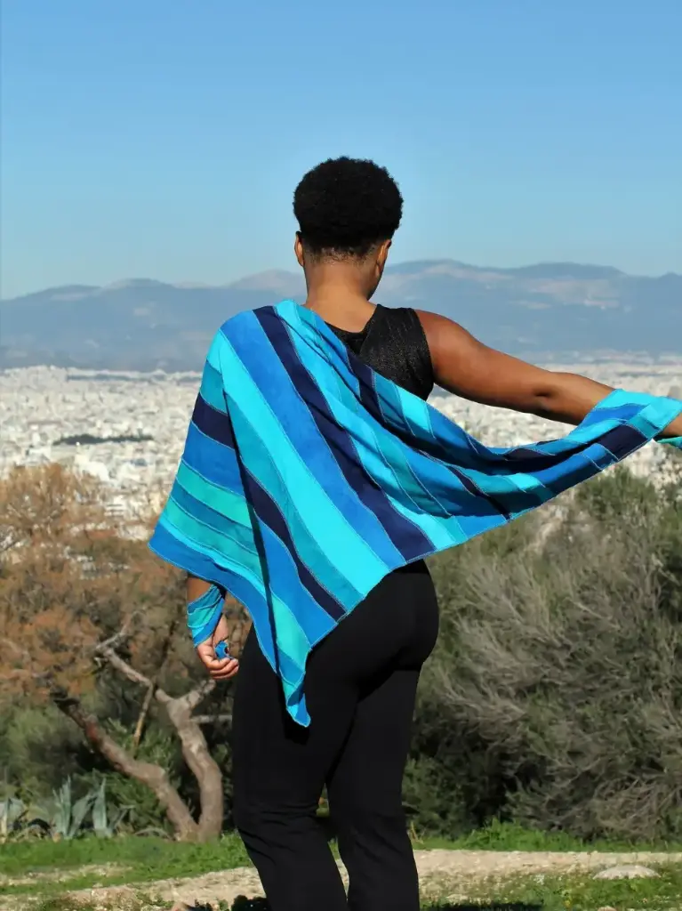 Driehoekige viscose sjaal, blauw tinten