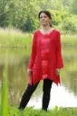 rode viscose bloes, tinten rood, patchwork baan