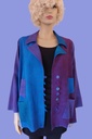 Blauw-paars-zeegroen linnen jasje met scheve zakken