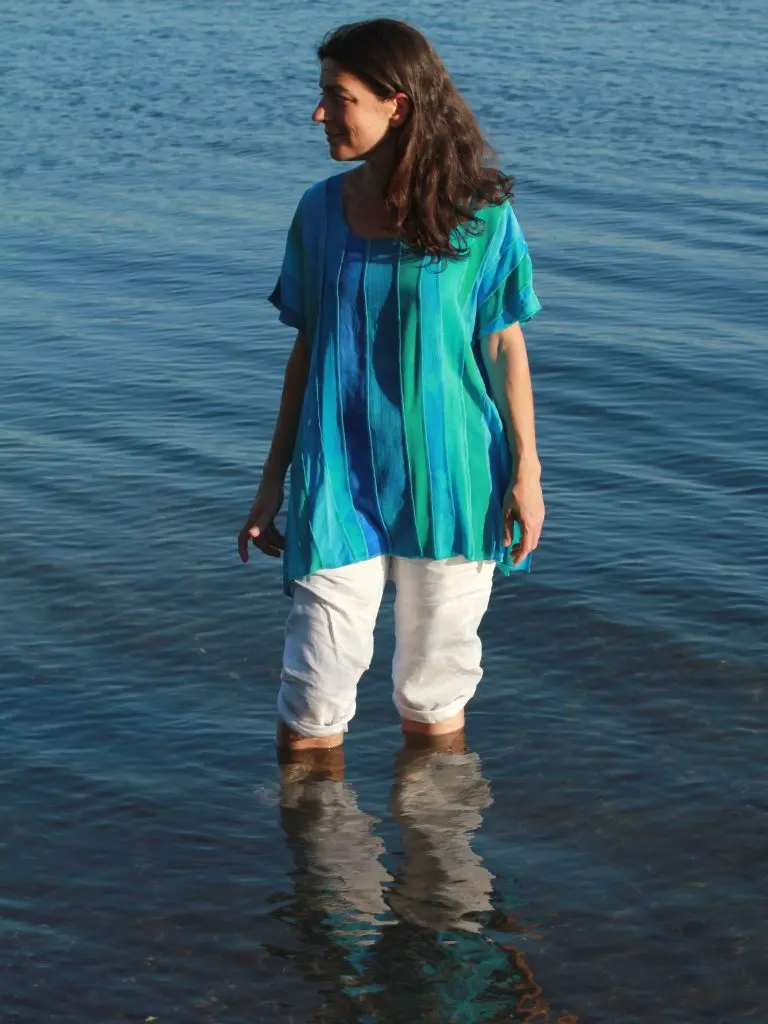 Aqua viscose blouse, korte mouw, lekker luchtige blouse (S, cyclaam-paars)