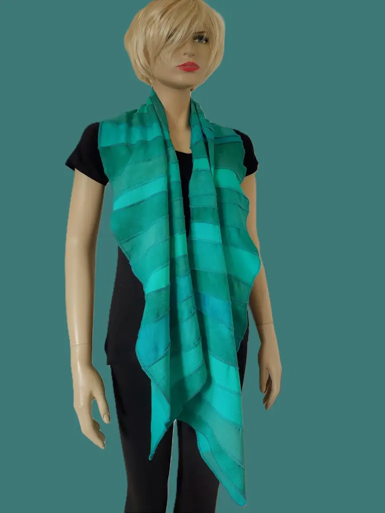 [S425V-jade] jade-grijsgroen-zeegroen viscose sjaal