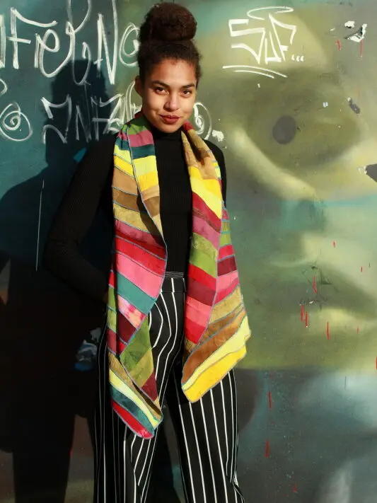 viscose sjaal aardetinten en zeegroen, handgeverfd