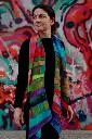 viscose sjaal met patchwork baantjes, regenboog