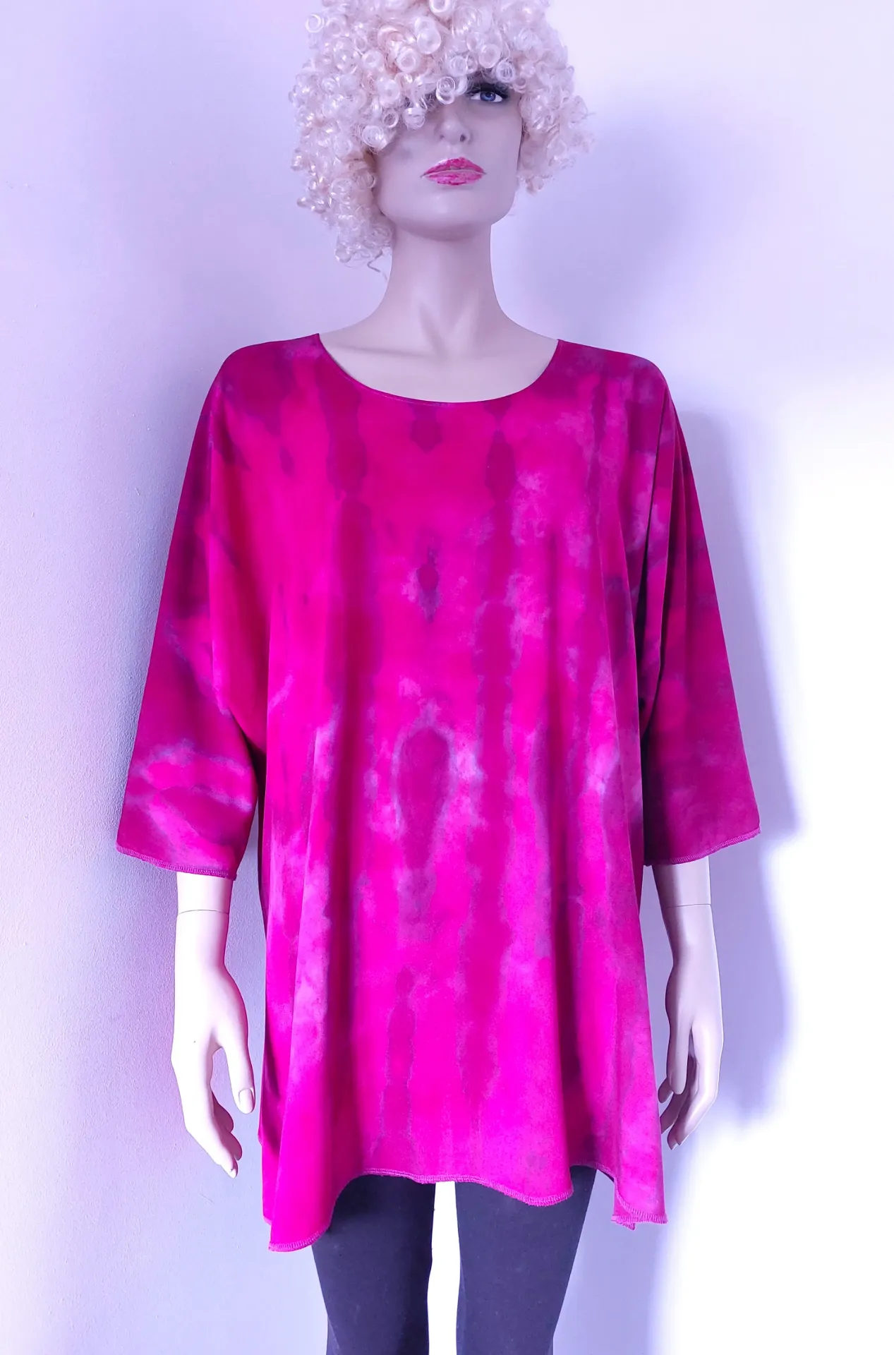 Unieke tie & dye blouse met vlindermouwen, cyclaam-paars-lila