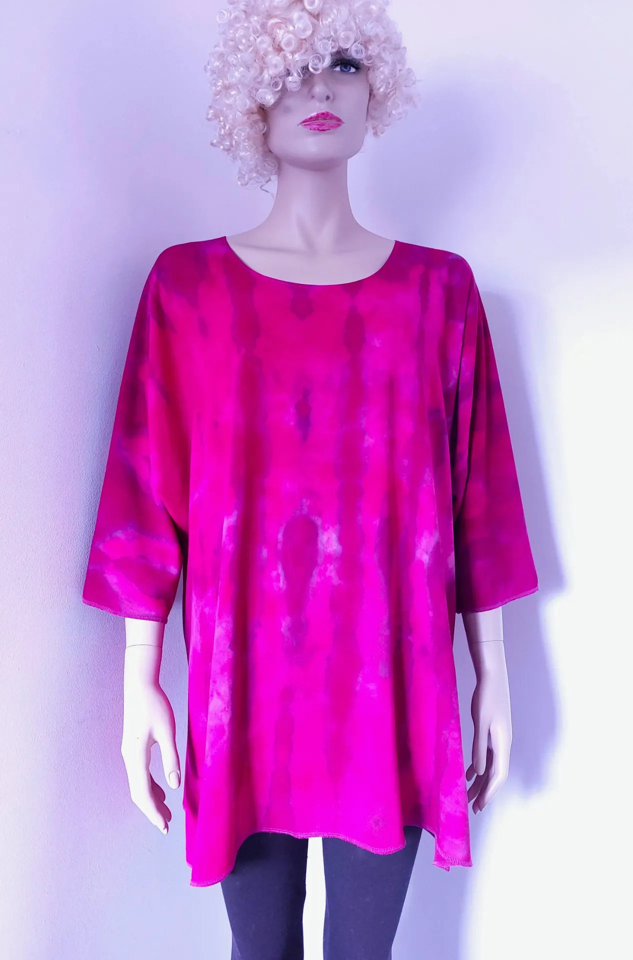 Unieke tie & dye blouse met vlindermouwen, cyclaam-paars-lila