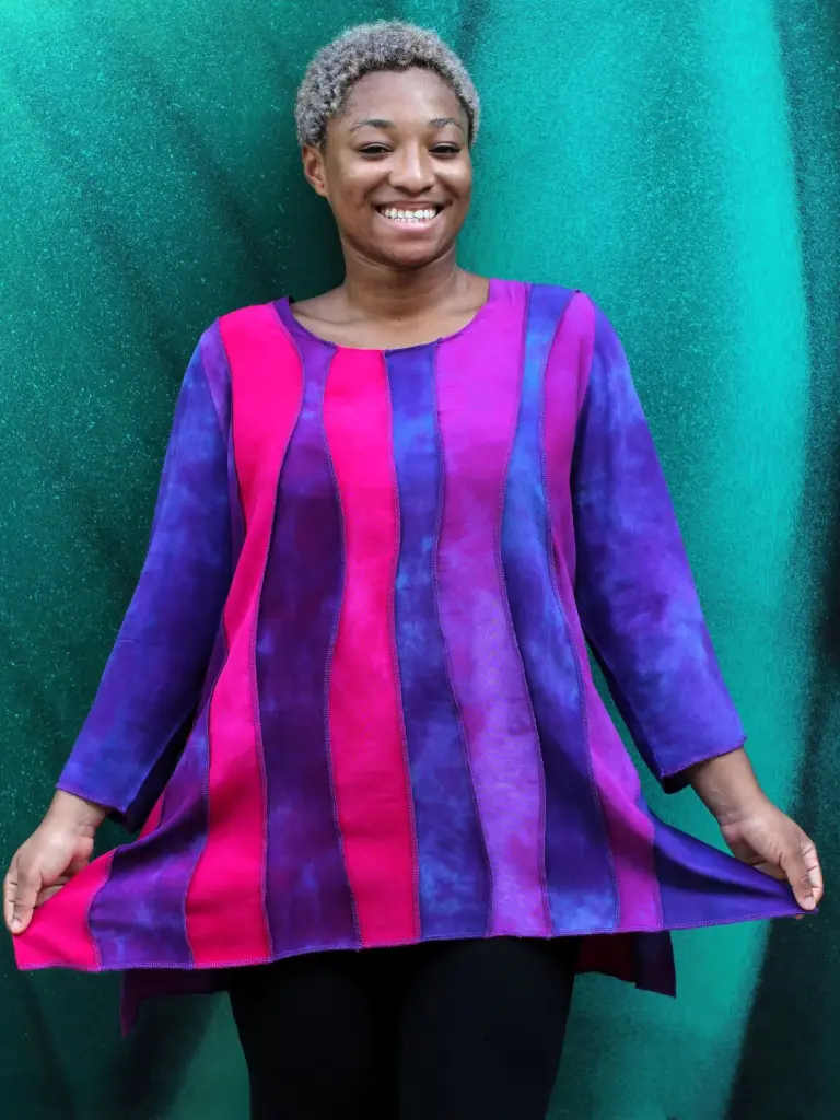 AABIEDING! Cyclaam paarse viscose blouse, maat M