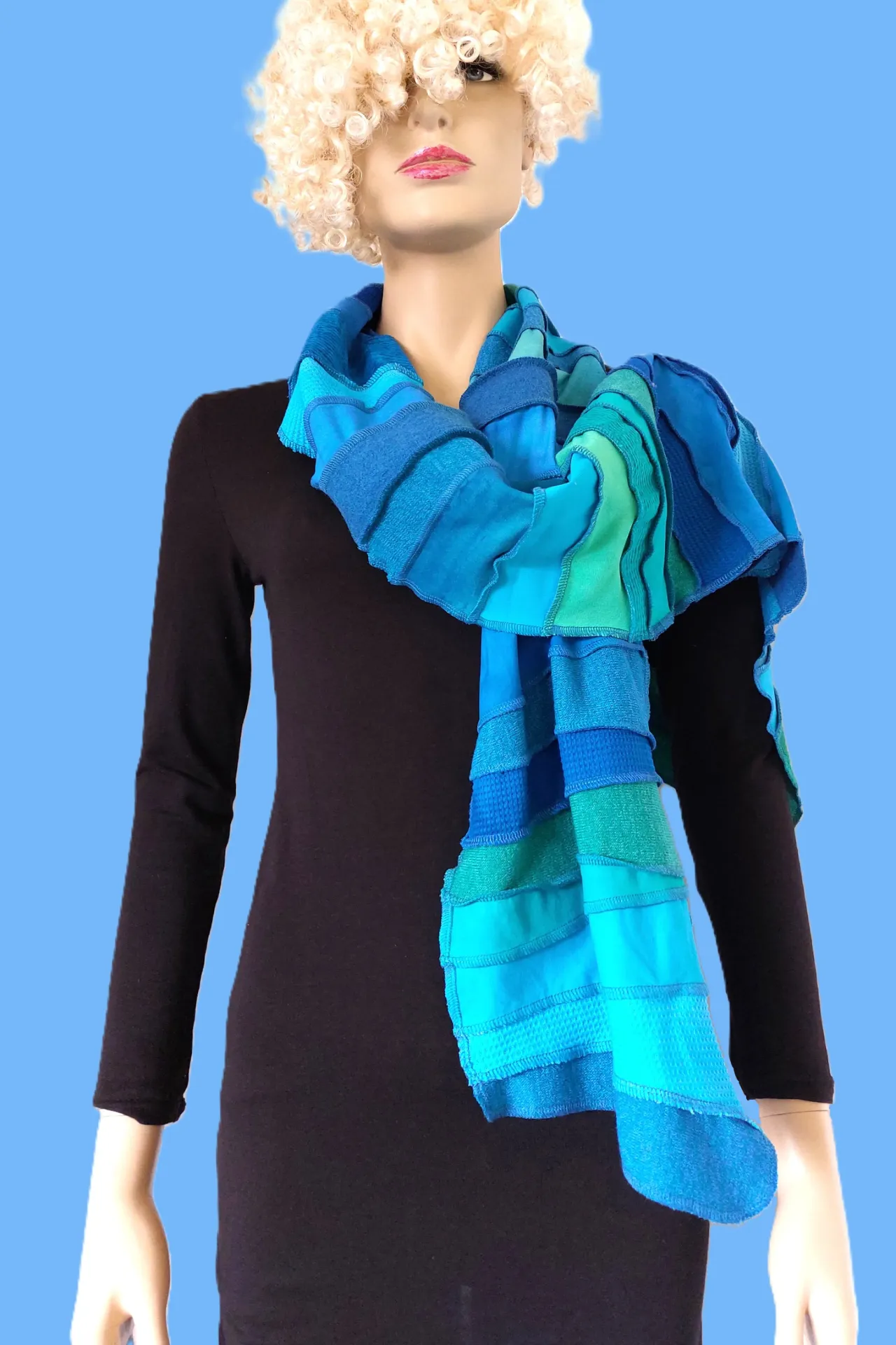 lekker warme sjaal, turquoise-blauw-groen