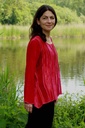 viscose bloes, rood tinten, onregelmatige stroken