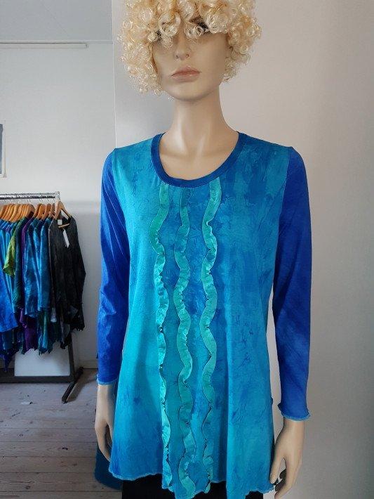 Viscose tricot tuniek met gerimpelde golvende bandjes (S)