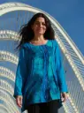 Turquoise petrol blauwe viscose blouse