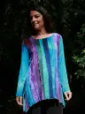Viscose blouse, turquoise zeegroen paars groen-grijs