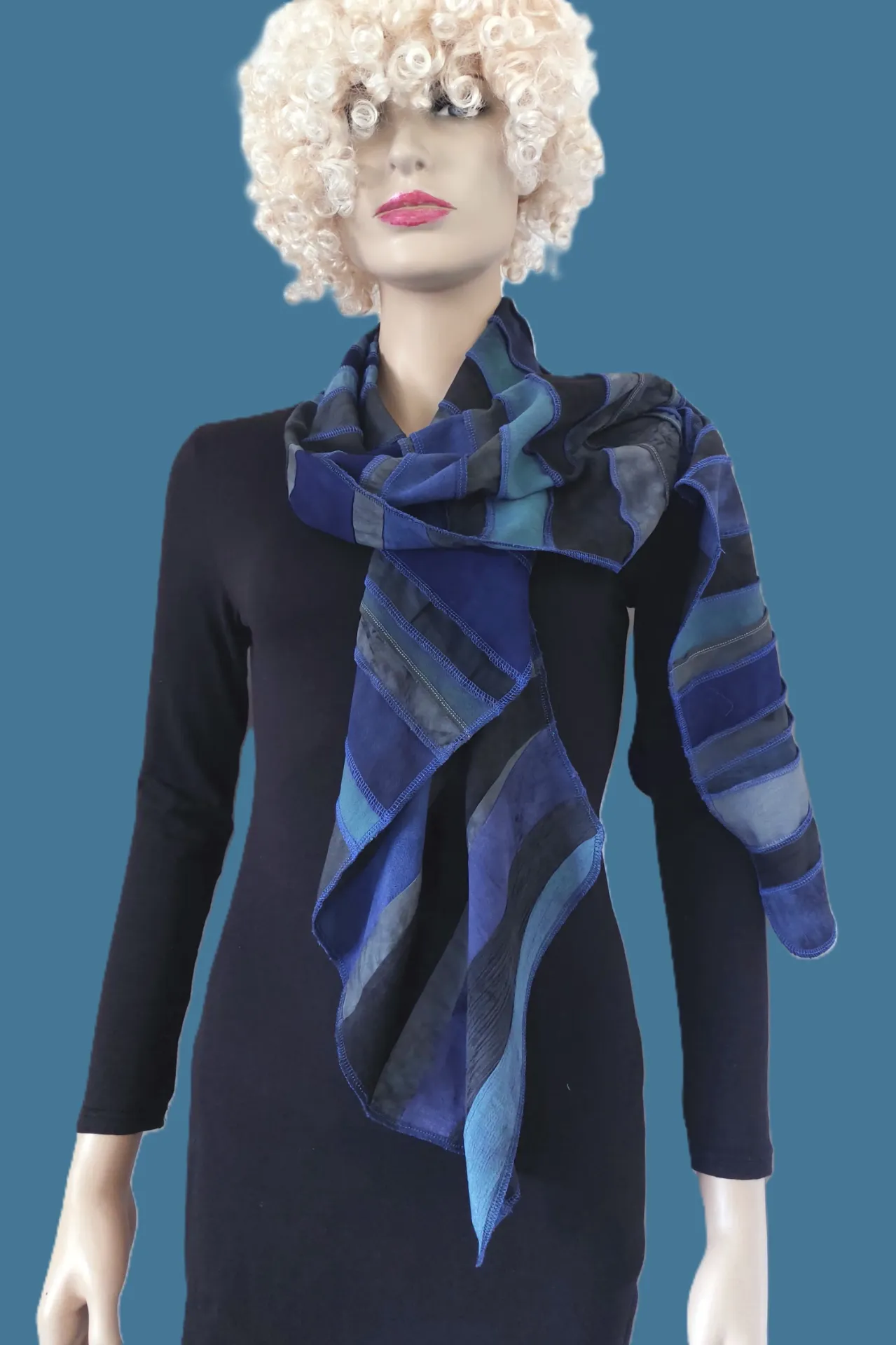 viscose sjaal, grijs-blauw en grijs-groen, grijs-paars, navy