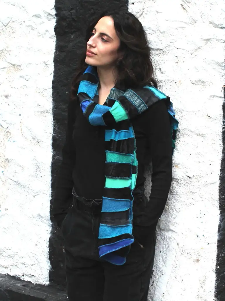 lekker warme blauw-groen-zwarte sjaal